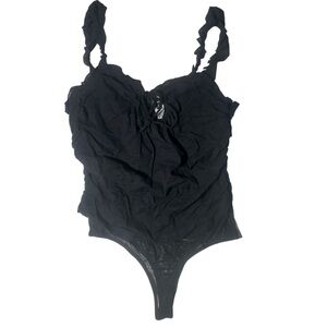 Lulu's Black Ruffled Bodysuit